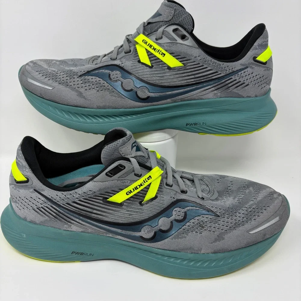 Saucony Guide 16 Mens Size 12 Wide Grey Green Running Shoes (S20811-15)